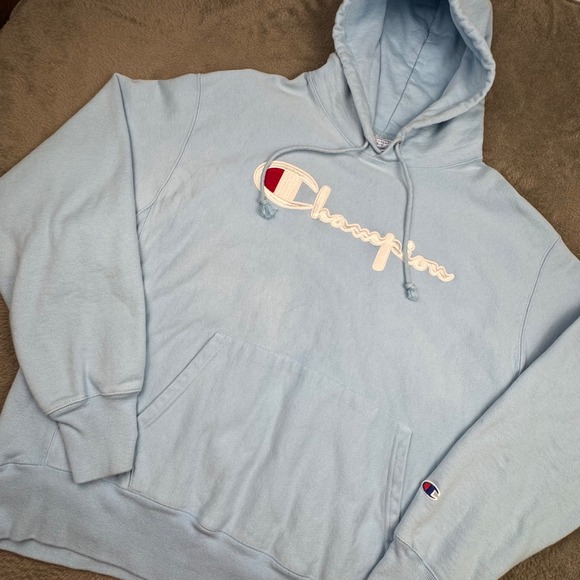 Champion Other - Champion Reverse Weave Hoodie Mens XL Blue Excellent Vintage Script Logo GF68